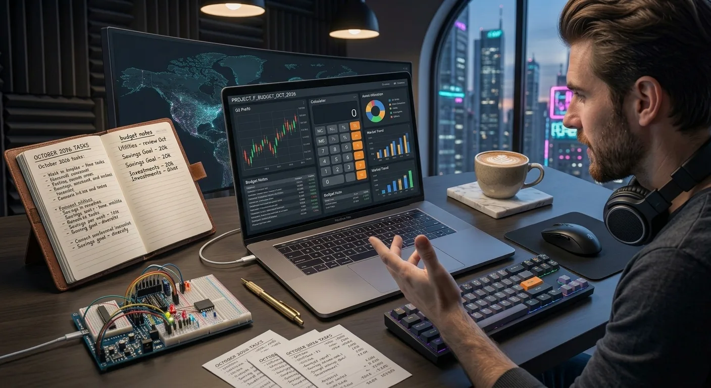 A laptop displaying an online percentage calculator tool for quick financial and retail math.